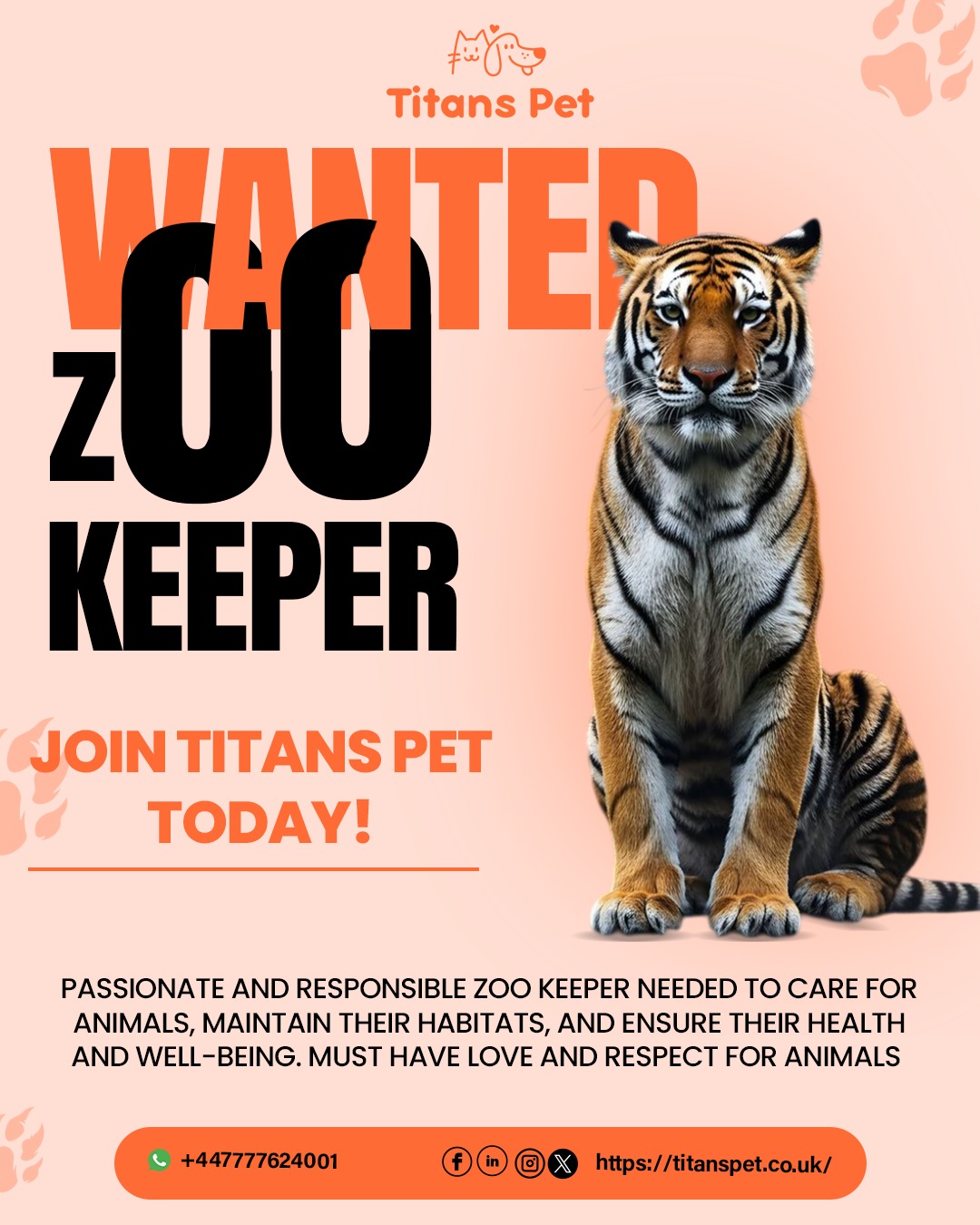Titans Pet is actively seeking a professional Zoo Keeper