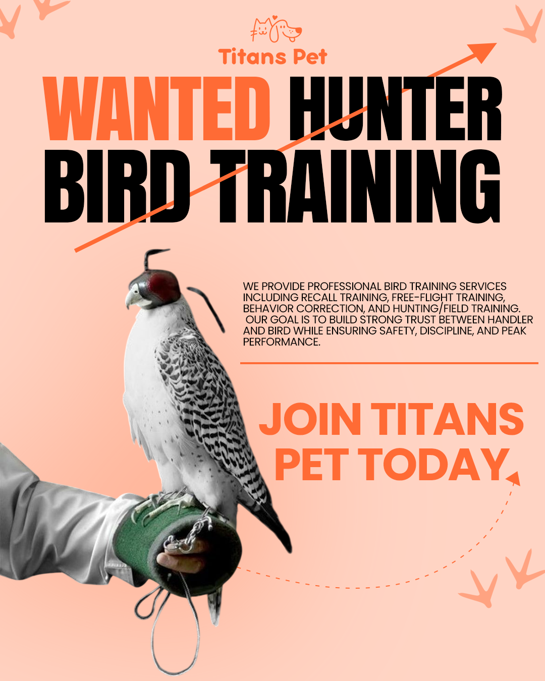 Titans Pet is actively seeking professional Hunter Bird Trainers