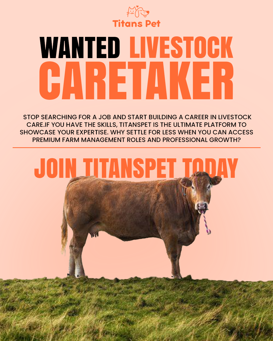 Titans Pet is actively seeking experienced Livestock Caretakers and Farm Managers