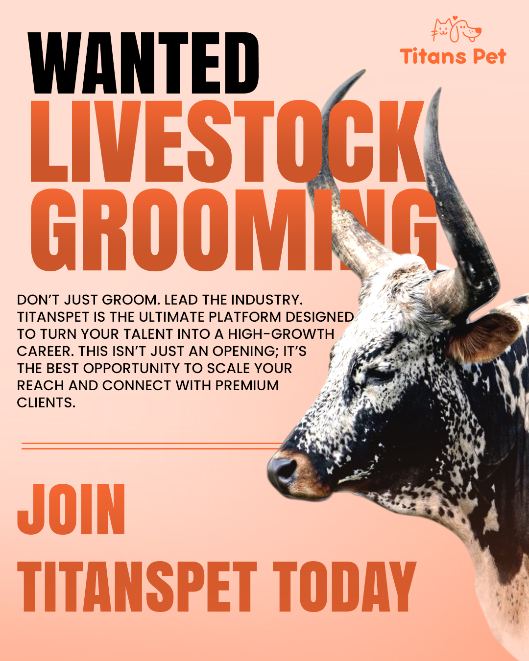 Titans Pet is looking for skilled Livestock Groomers and Show-Prep Specialists