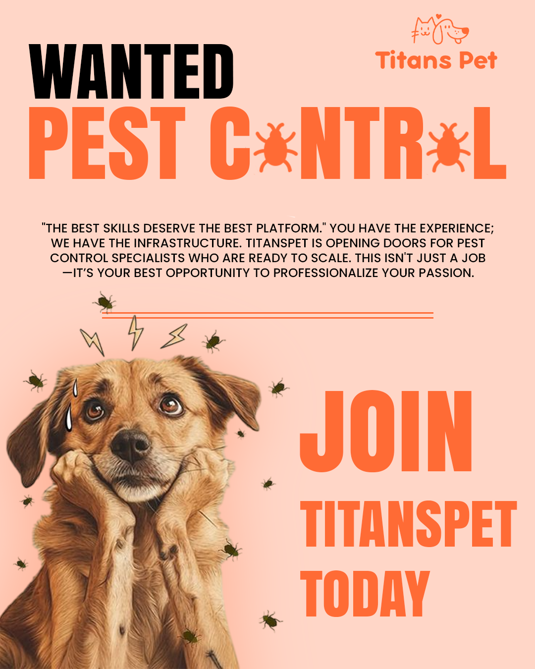 Titans Pet is seeking licensed Pest Control Specialists and Biosecurity Professionals