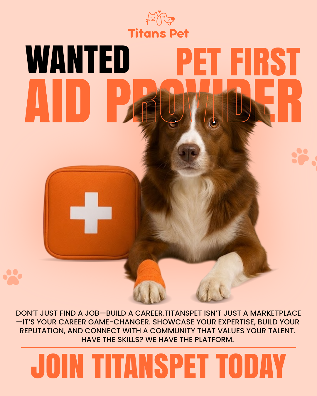 Titans Pet is looking for qualified Pet First Aid Responders and Emergency Care Specialists
